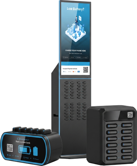 Detalle de un gabinete POWER2GO con cargadores portátiles disponibles